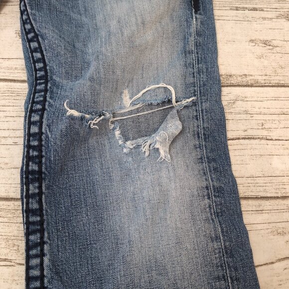 True Religion Distressed Flare Jeans Blue Denim Raw Hem – Women’s 32 - Picture 2 of 15